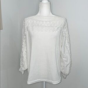 Elegant White Lace Women's Sweater